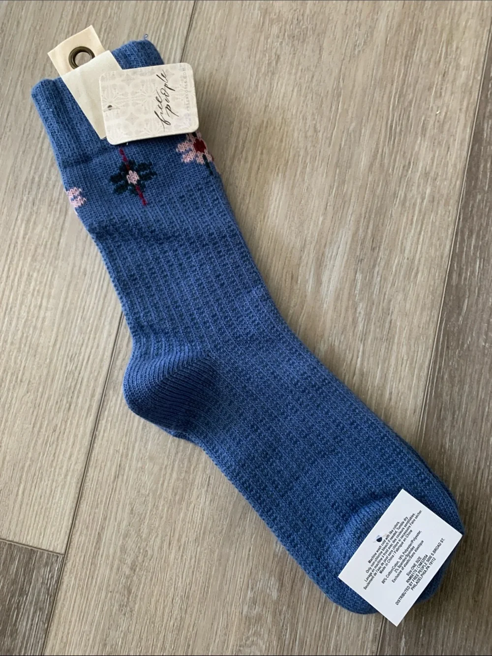 Free People Floral Ribbed Knit Socks NWT Blue Green Pink Red